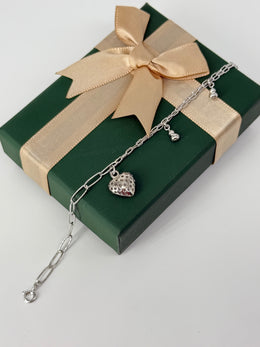 925 silver holes heart bracelet
