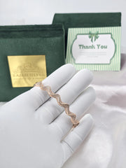 925 Silver Rose Gold Wave Bangle – Elegant Minimalist Statement by Rajasi Silver