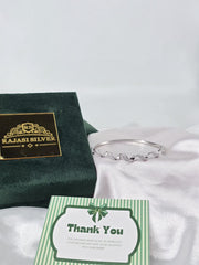 925 Silver Twisted Wave Bangle – Diamond-Cut CZ Detail | Rajasi Silver