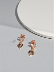 Butterfly Leaf Rose Gold Earrings – Dainty Silver Drop Design
